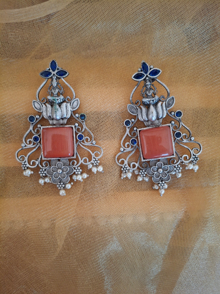 ORANGE KIARA SILVER POLISHED DANGLER