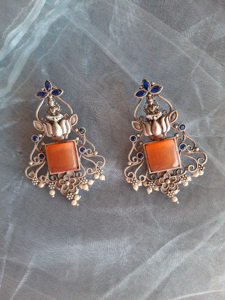 ORANGE KIARA SILVER POLISHED DANGLER