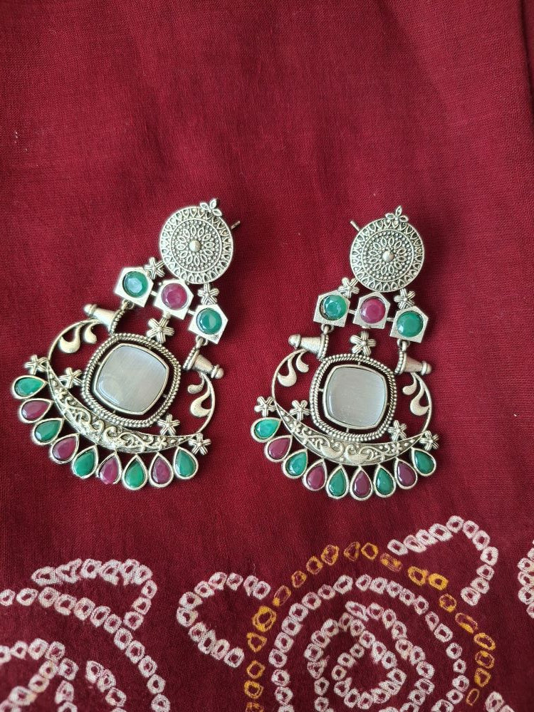 MULTI COLOR HRITVI SILVER DANGLERS