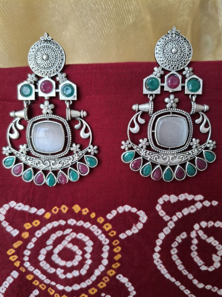 MULTI COLOR HRITVI SILVER DANGLERS