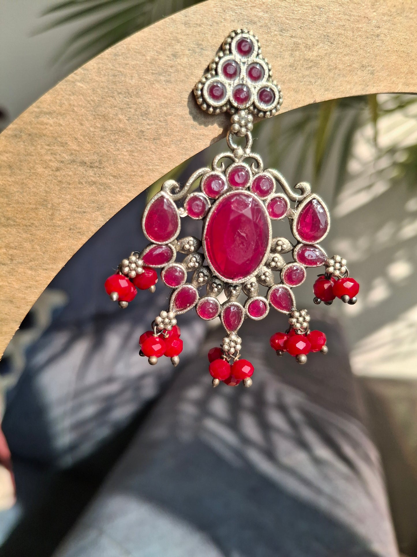 RED ISHANVI SILVER DANGLER