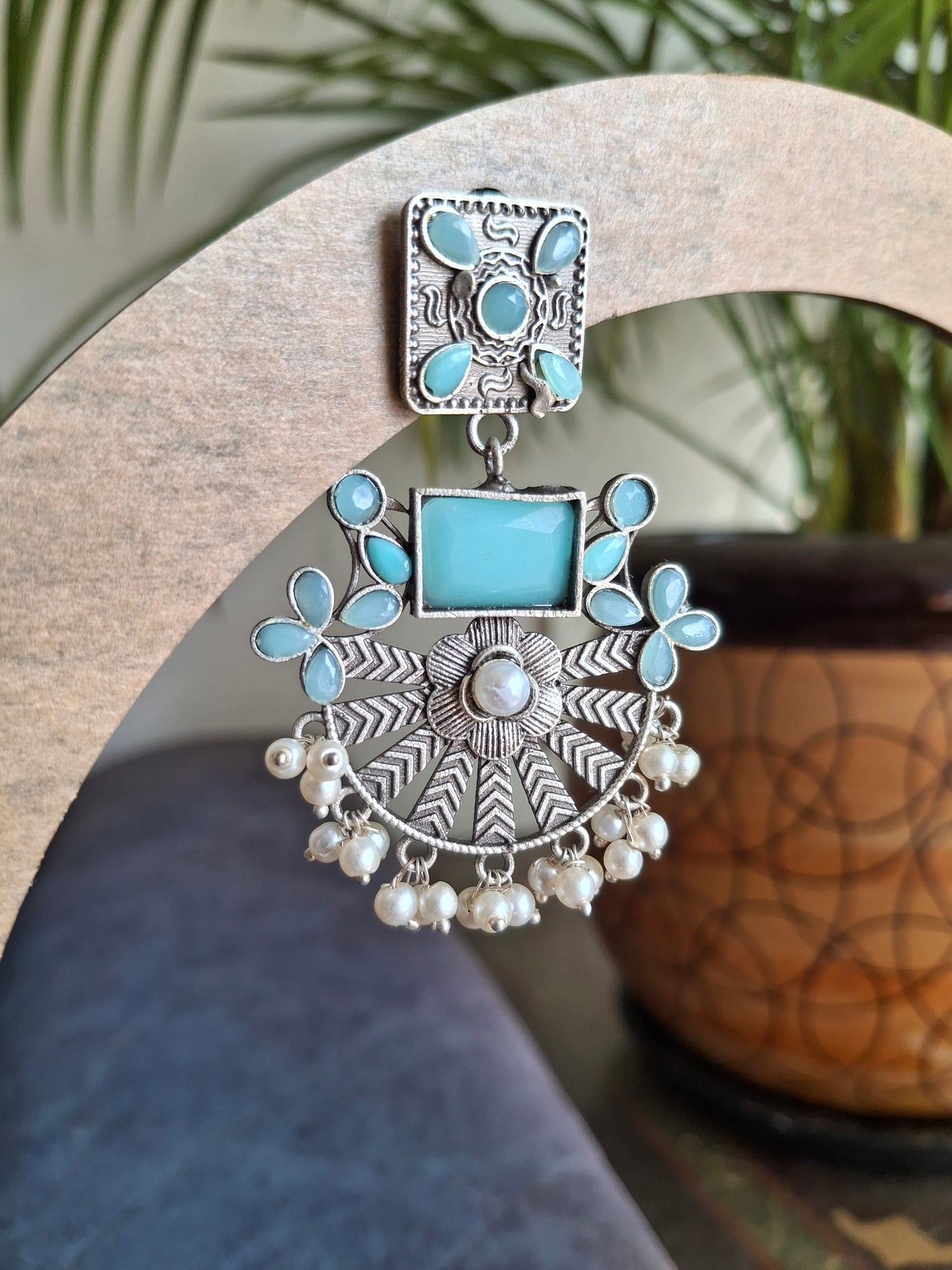 TURQUOISE JISHA SILVER POLISHED DANGLERS