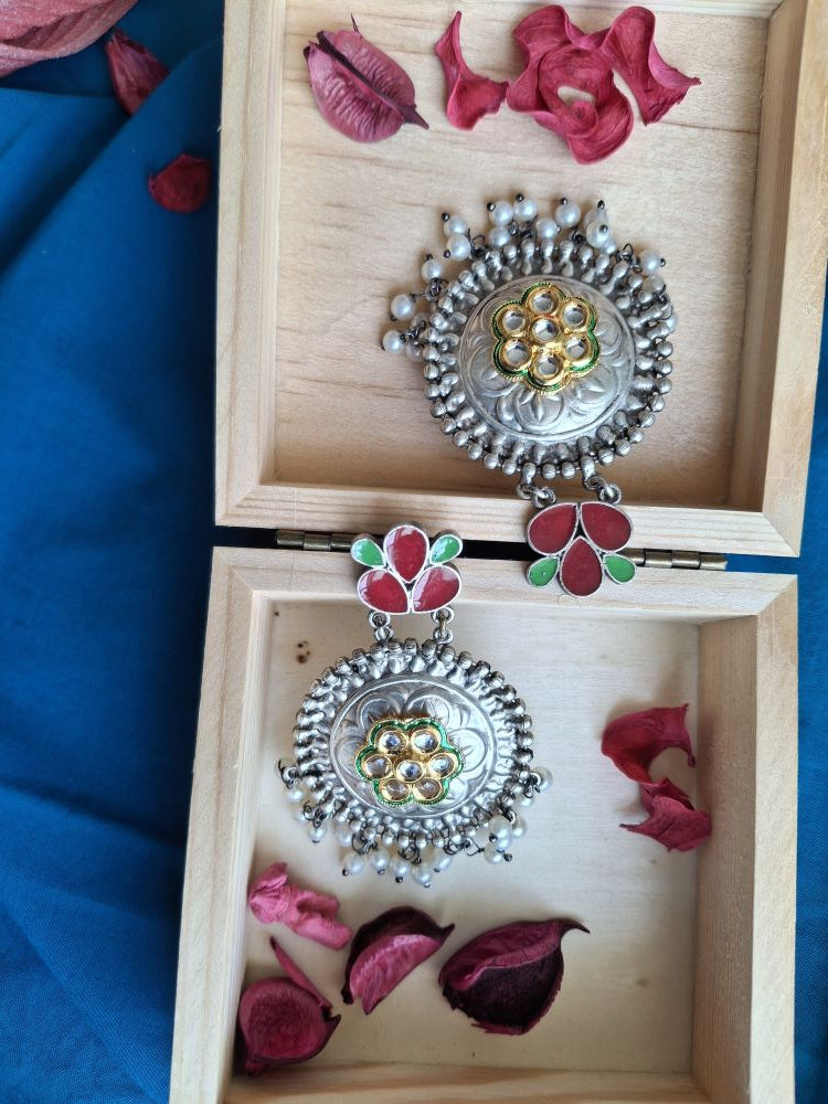 RED KRISHA SILVER POLISHED CHANDBALIS