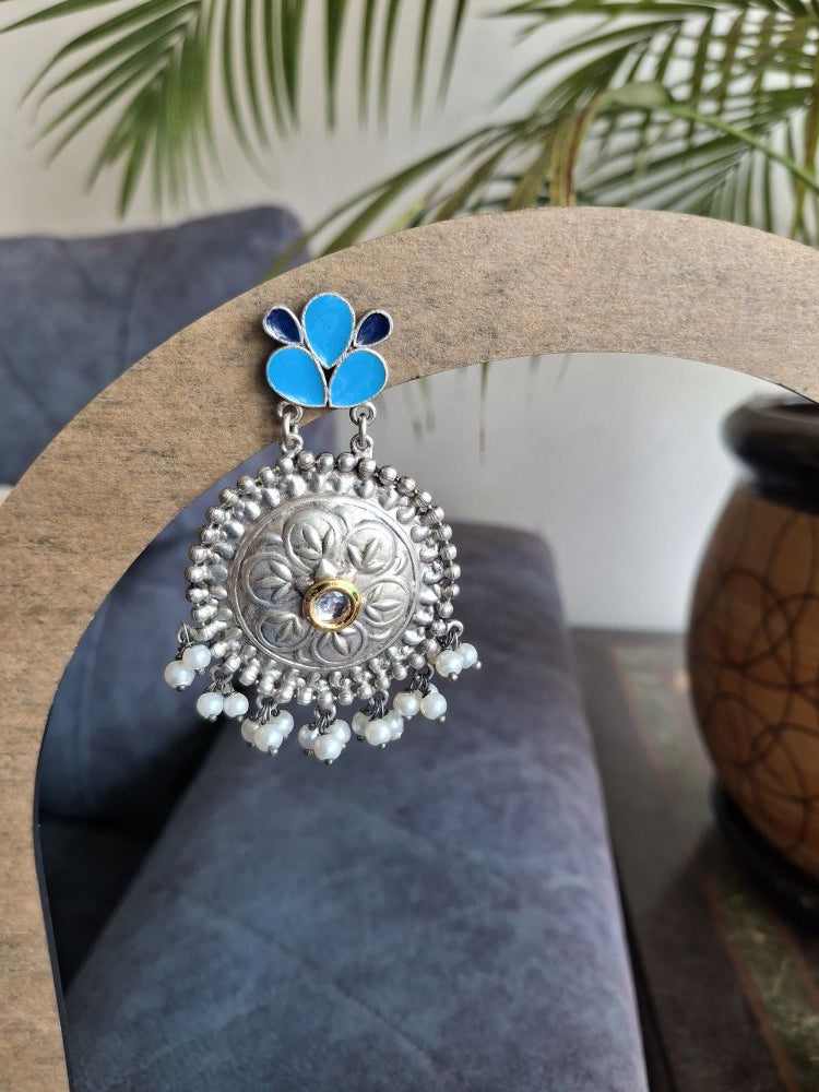 BLUE & NAVY KRISHA SILVER POLISHED CHANDBALIS