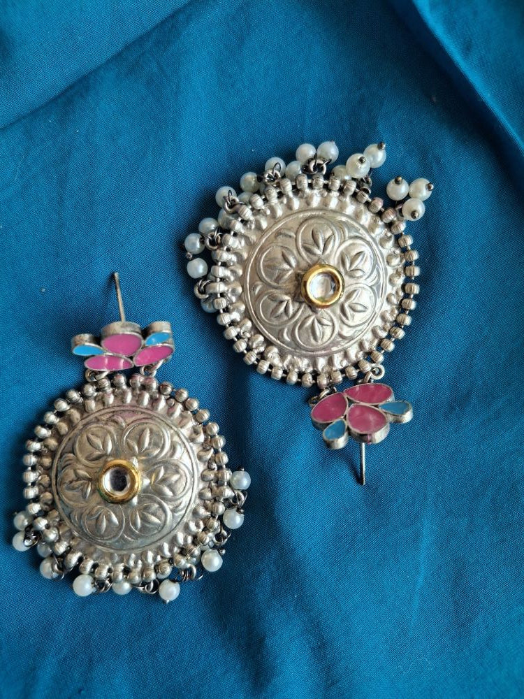 PINK KRISHA SILVER POLISHED CHANDBALIS