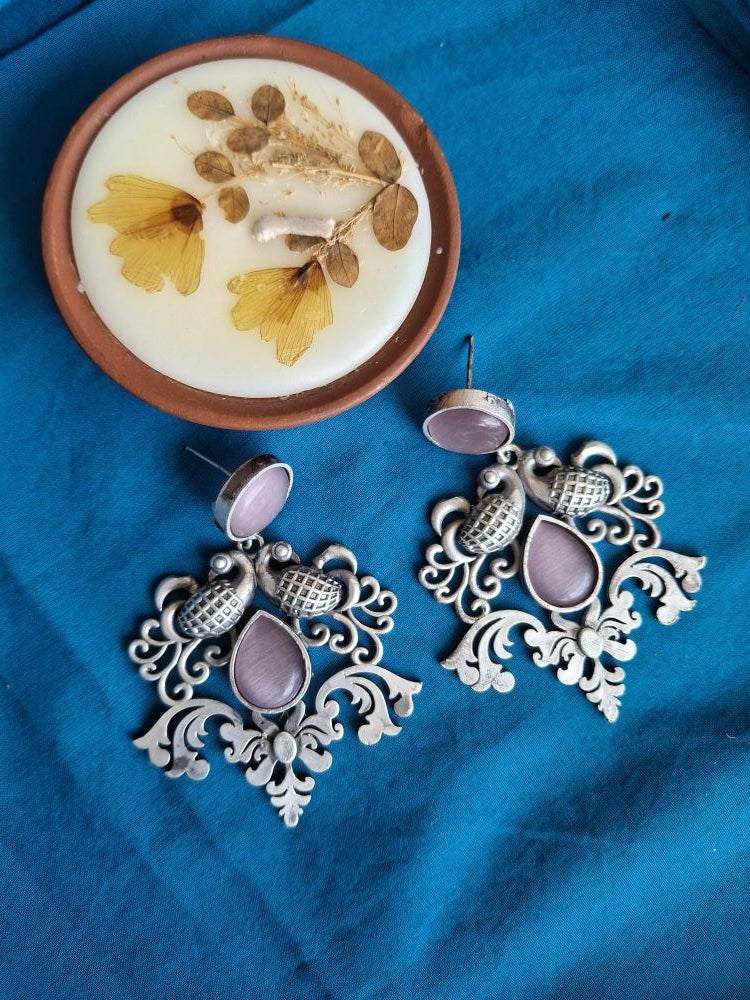 PINK KINA SILVER POLISHED DANGLER