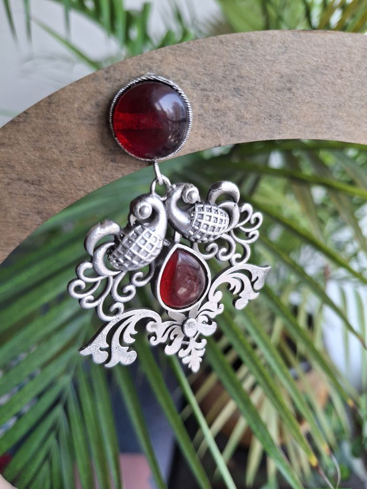 RED KINA SILVER POLISHED DANGLER