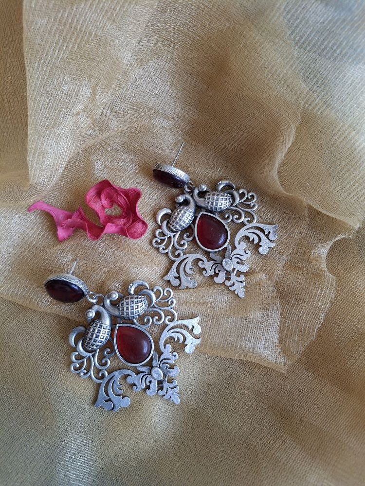 RED KINA SILVER POLISHED DANGLER