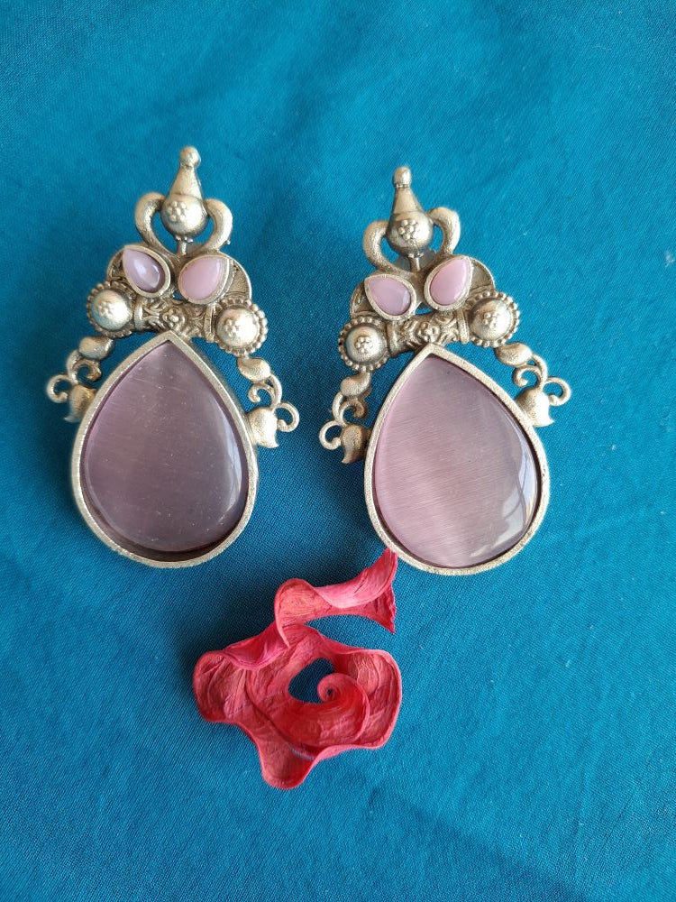 PINK MIRAYA SILVER POLISHED DANGLER