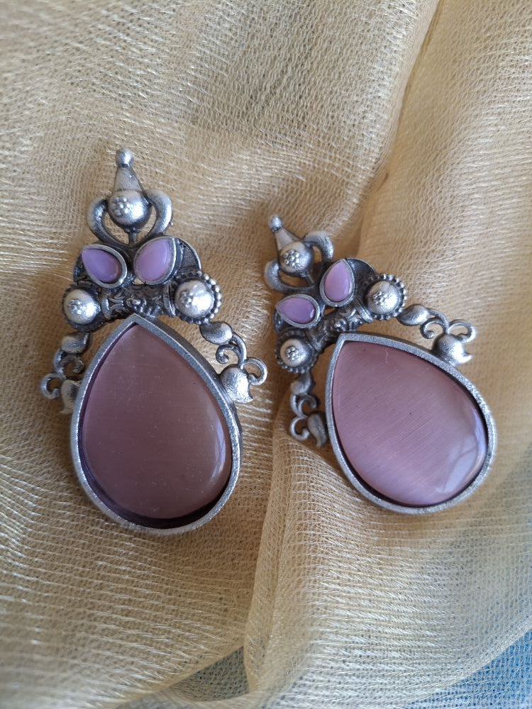 PINK MIRAYA SILVER POLISHED DANGLER