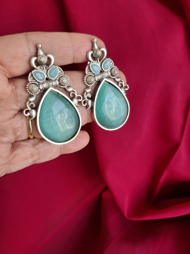 TURQUOISE MIRAYA SILVER POLISHED DANGLER