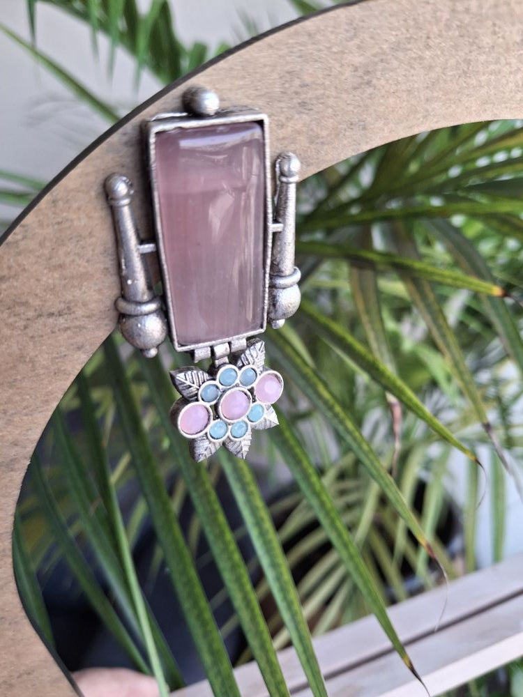 PINK MISHITA SILVER POLISHED DANGLER