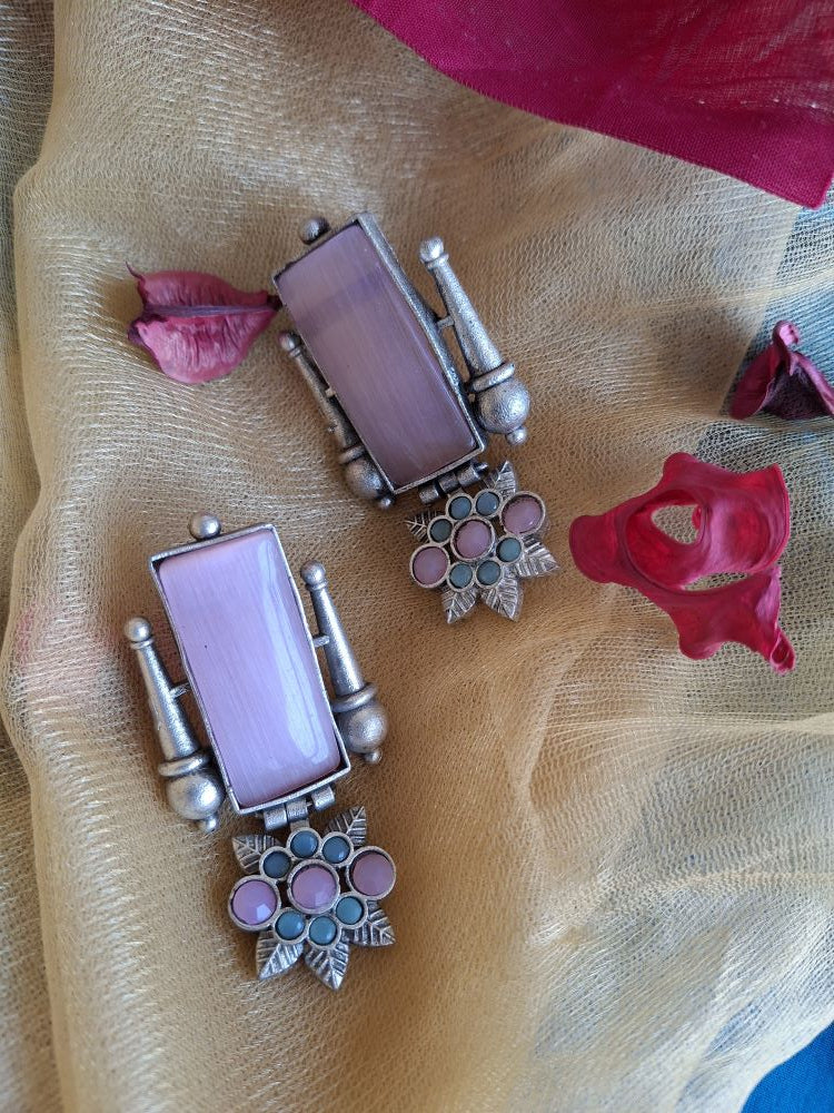 PINK MISHITA SILVER POLISHED DANGLER