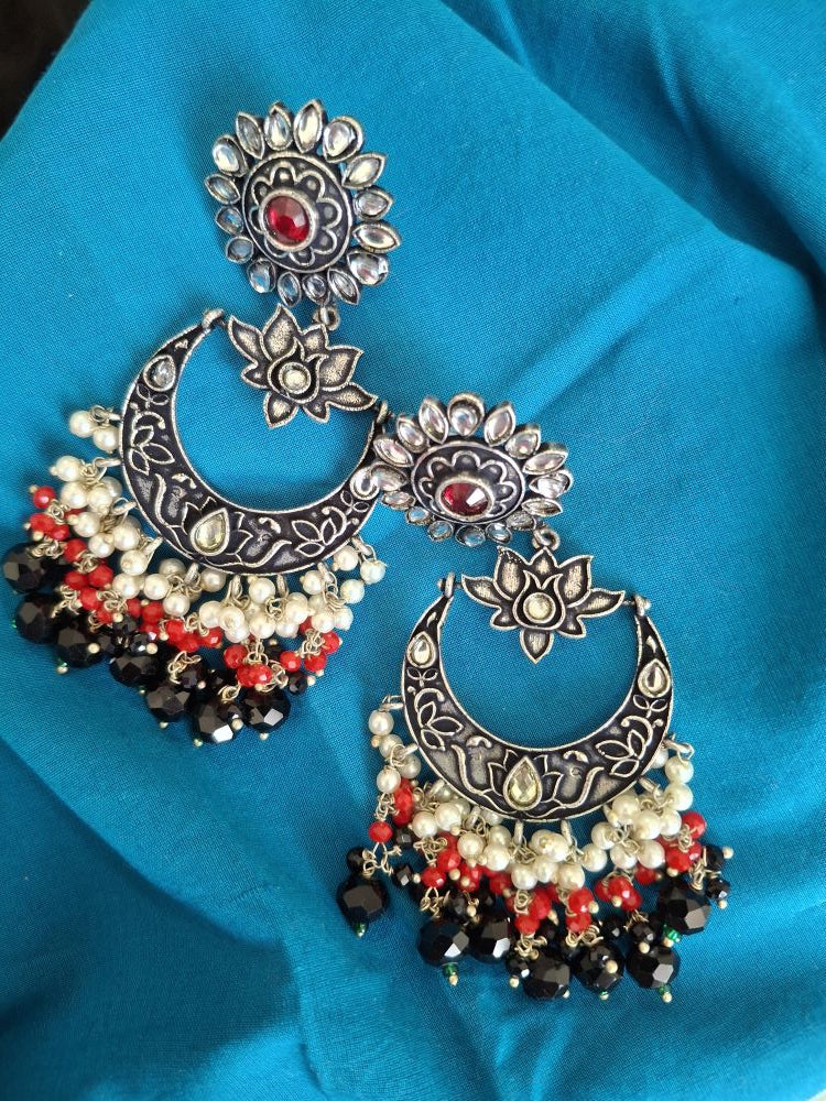 BLACK AADHIRA OXIDISED CHANDBALIS