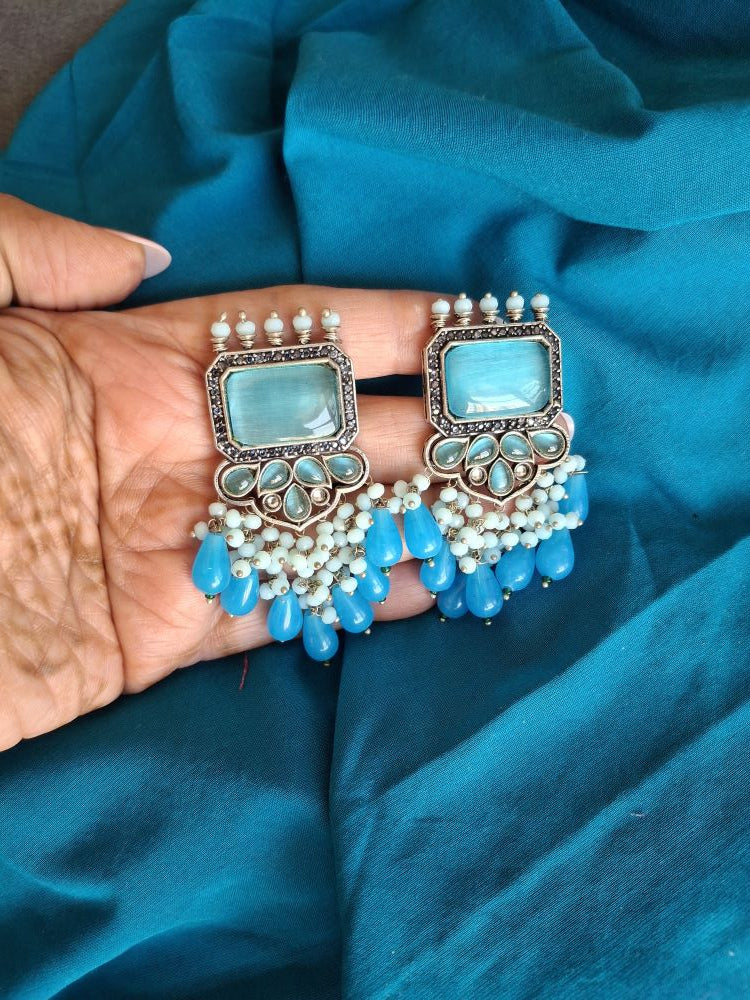 LIGHT BLUE AAHANA OXIDISED DANGLERS