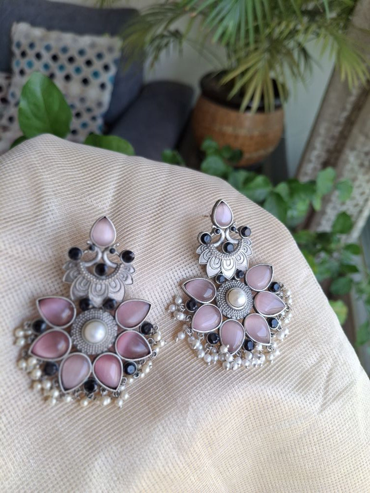 PINK AARNA SILVER POLISHED DANGLER