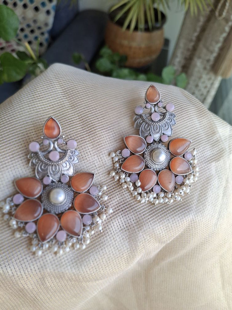 ORANGE AARNA SILVER POLISHED DANGLER