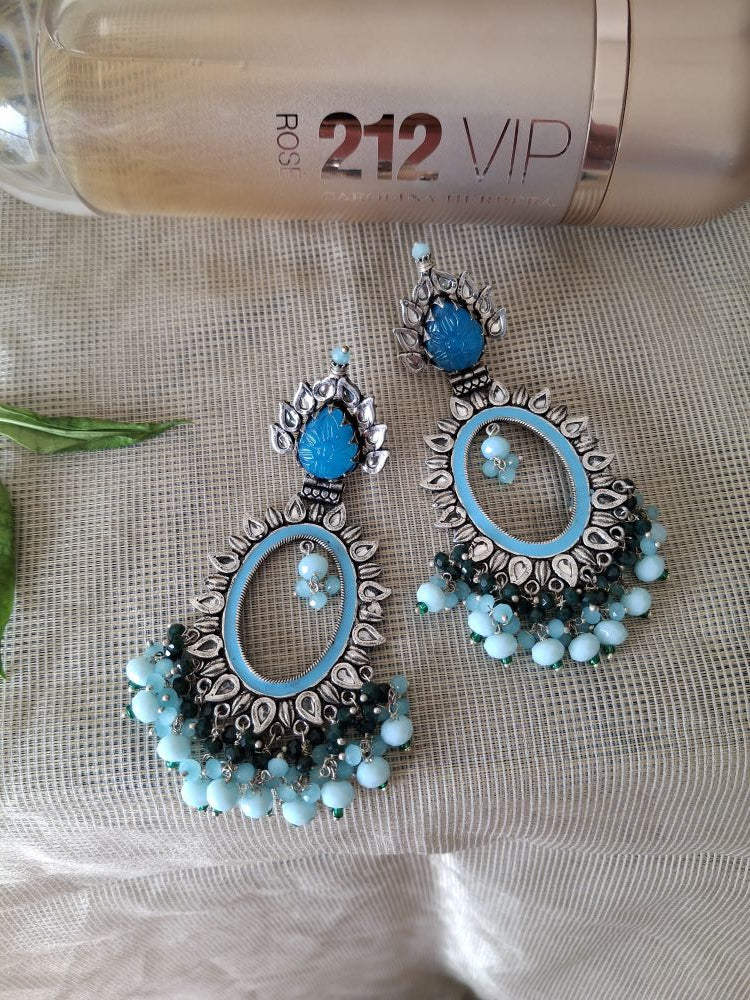 LIGHT BLUE AASHVI OXIDISED CHANBALIS