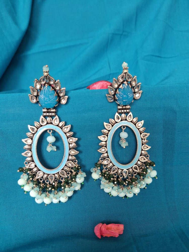 LIGHT BLUE AASHVI OXIDISED CHANBALIS