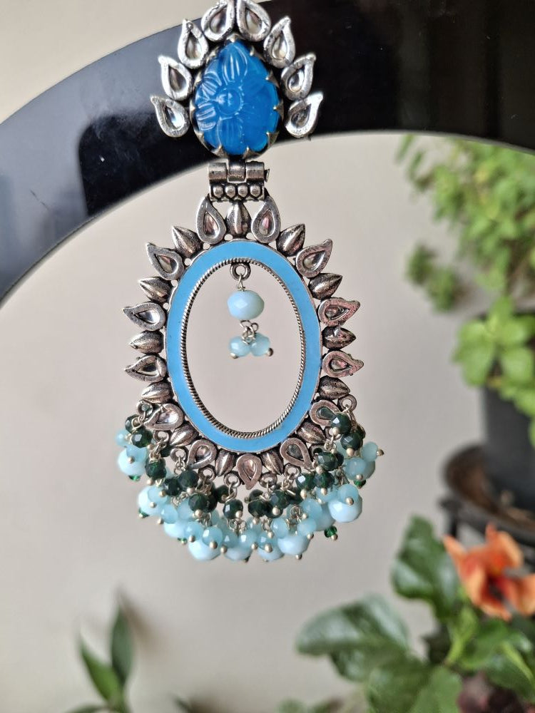 LIGHT BLUE AASHVI OXIDISED CHANBALIS