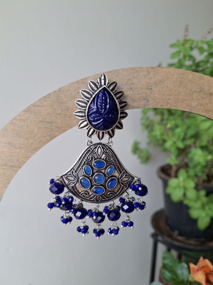NAVY BLUE AAVYA OXIDISED CHANDBALIS