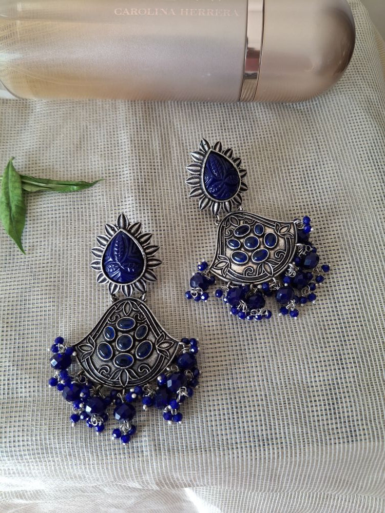 NAVY BLUE AAVYA OXIDISED CHANDBALIS
