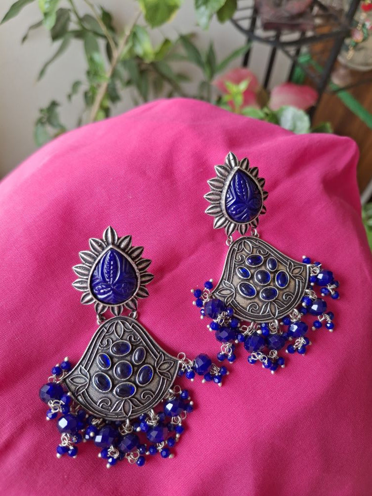 NAVY BLUE AAVYA OXIDISED CHANDBALIS