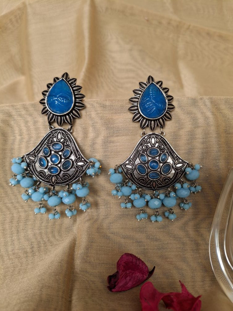 BLUE AAVYA OXIDISED CHANDBALIS