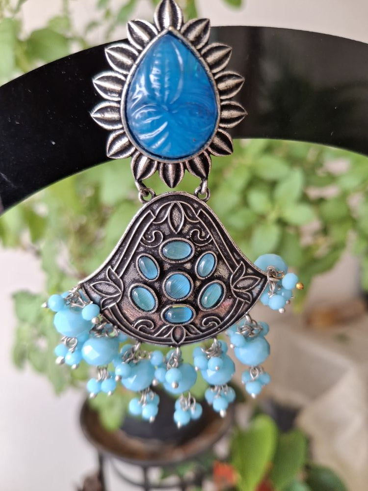 BLUE AAVYA OXIDISED CHANDBALIS