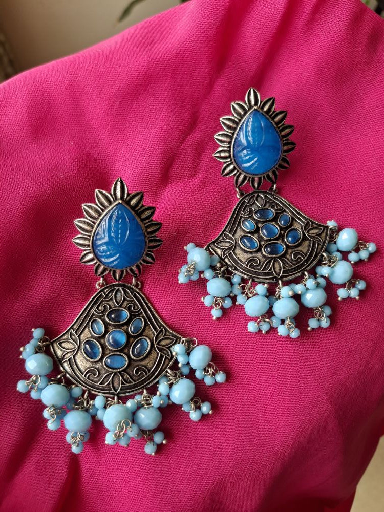 BLUE AAVYA OXIDISED CHANDBALIS