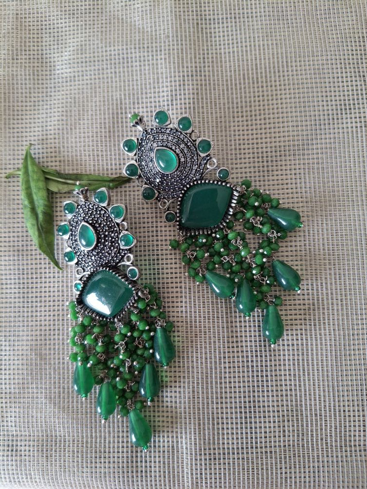 EMERALD ADVIKA OXIDISED DANGLER