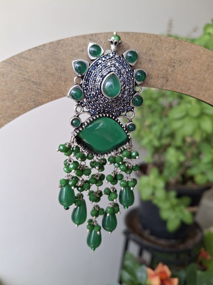 EMERALD ADVIKA OXIDISED DANGLER