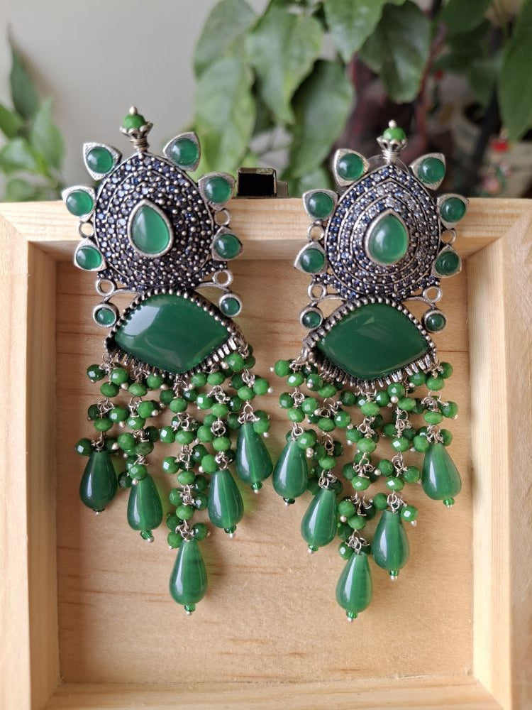 EMERALD ADVIKA OXIDISED DANGLER