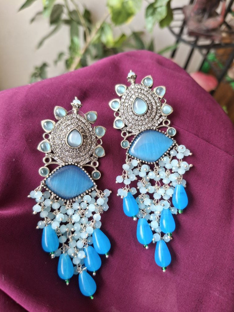 BLUE ADVIKA OXIDISED DANGLER
