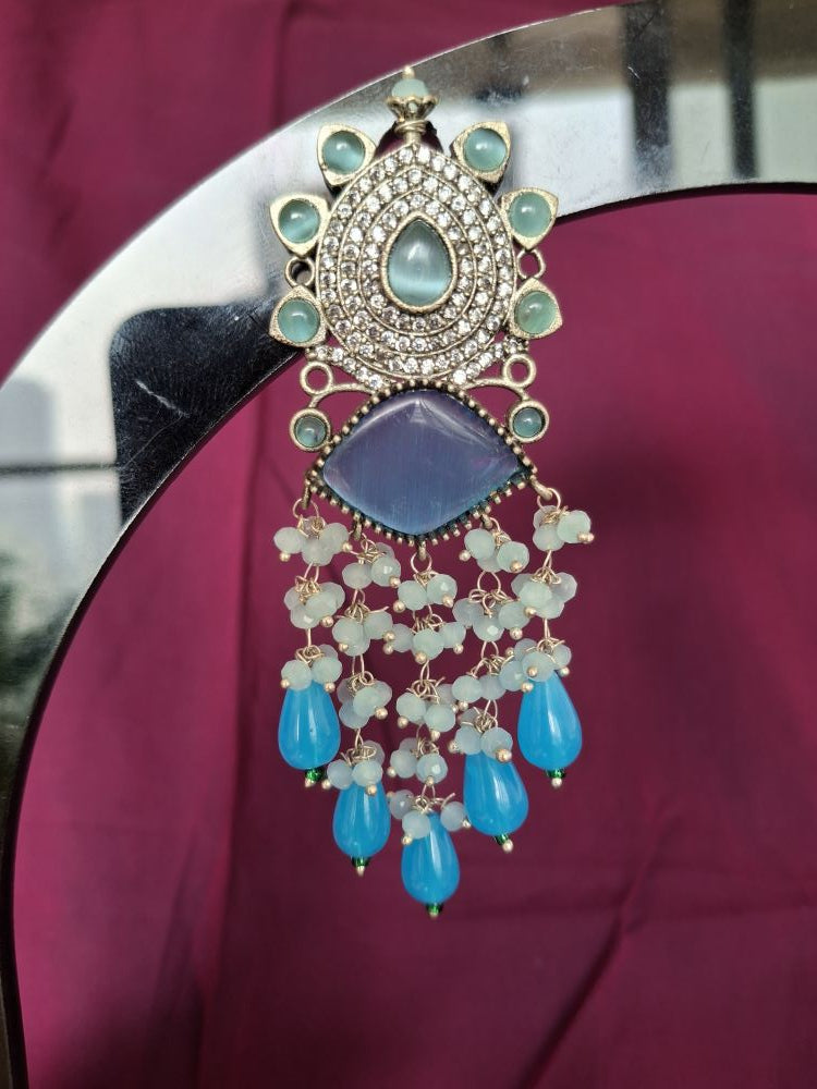 BLUE ADVIKA OXIDISED DANGLER