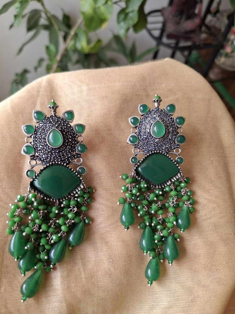 EMERALD ADVIKA OXIDISED DANGLER