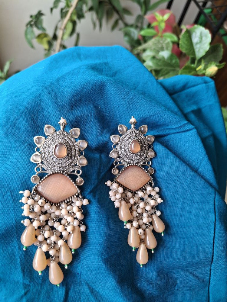 BEIGE ADVIKA OXIDISED DANGLER