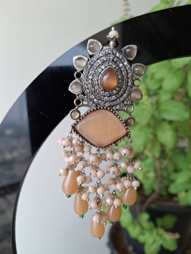 BEIGE ADVIKA OXIDISED DANGLER