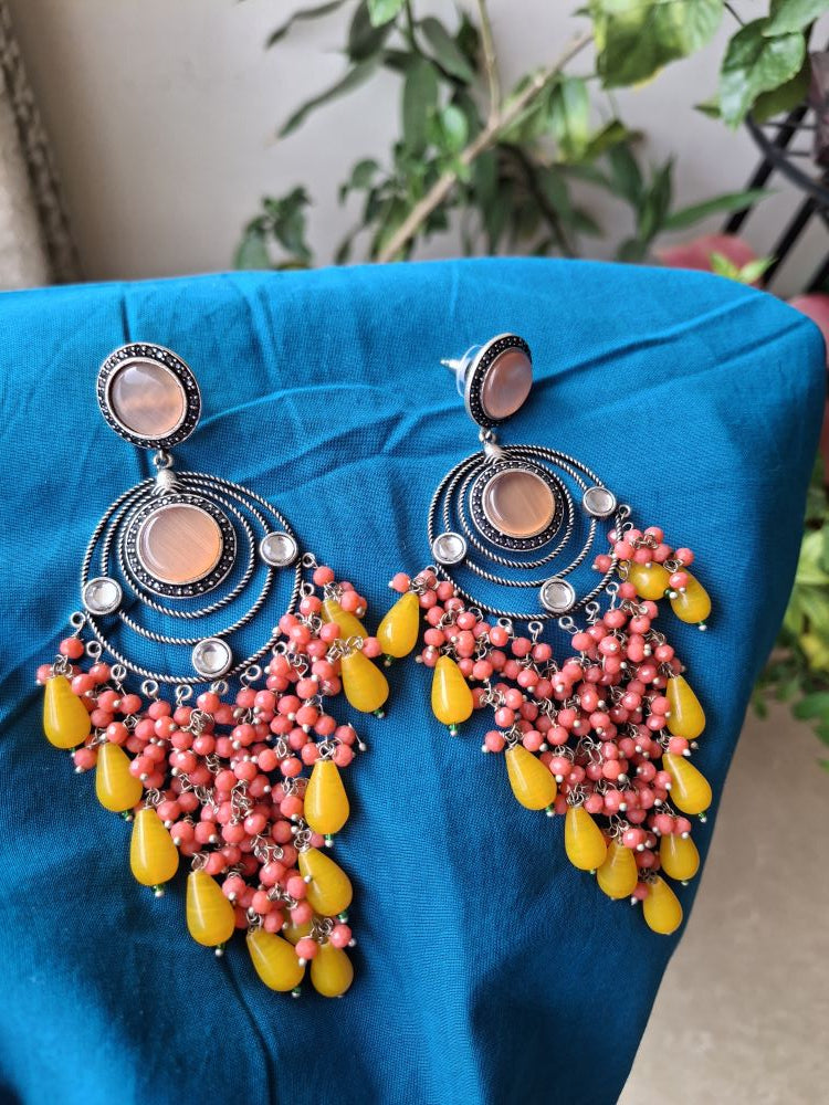 ORANGE ANVIKA OXIDISED DANGLERS