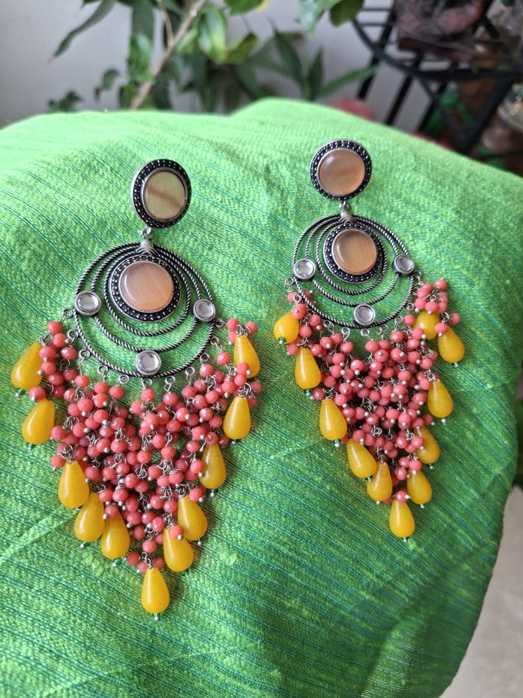 ORANGE ANVIKA OXIDISED DANGLERS