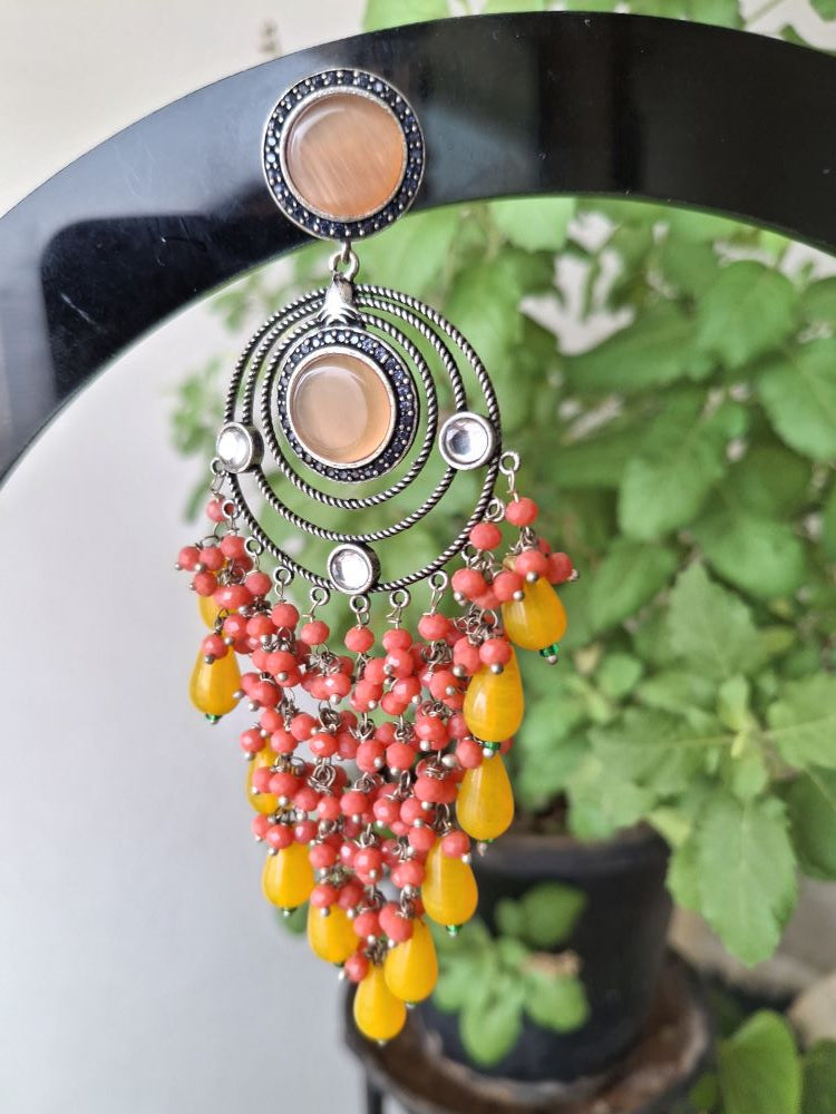 ORANGE ANVIKA OXIDISED DANGLERS