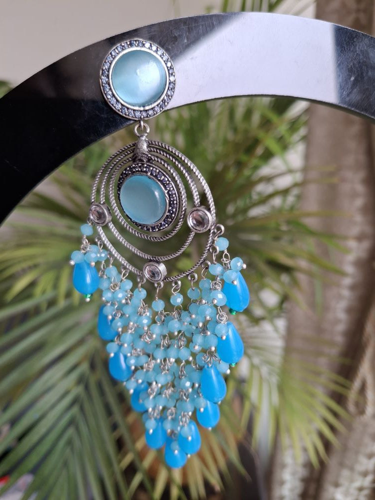 BLUE ANVIKA OXIDISED DANGLERS