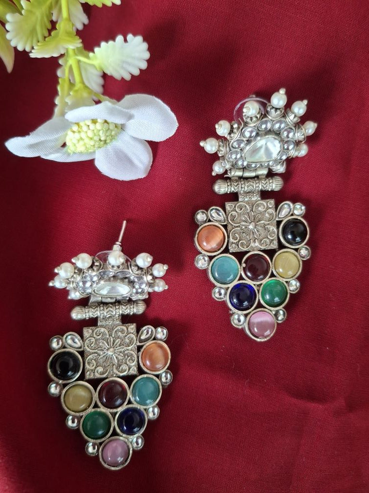MULTI COLOUR AMAYRA SILVER POLISHED DANGLER