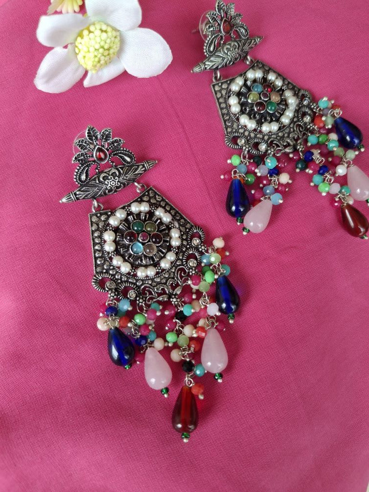 MULTI COLOUR AMAYA OXIDISED DANGLER