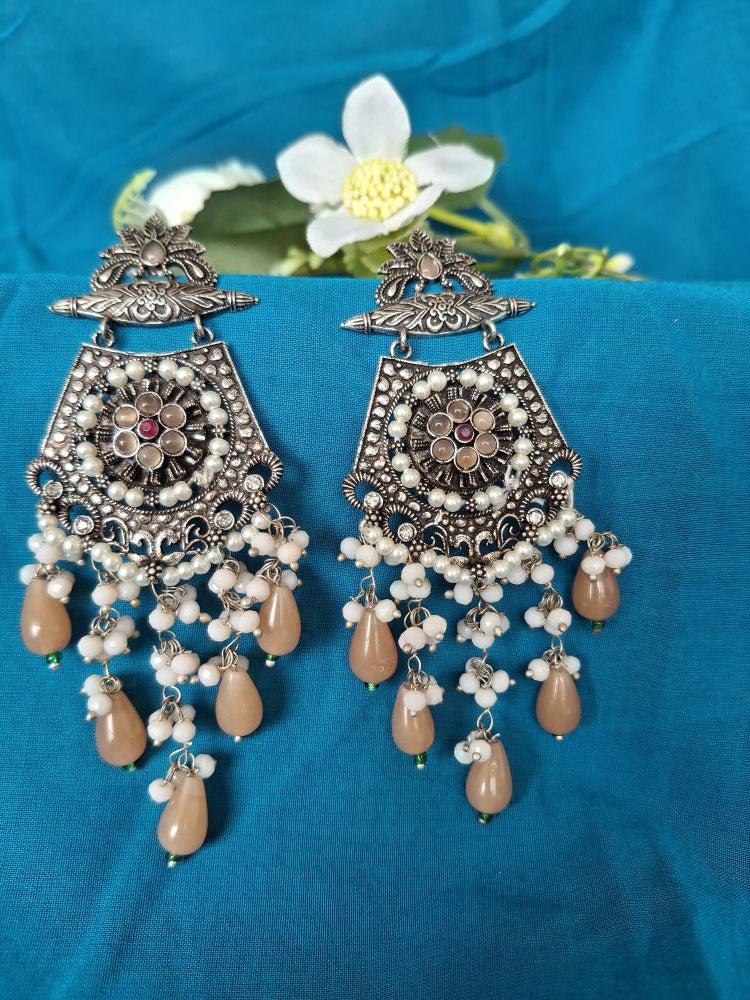 PEACH AMAYA OXIDISED DANGLER