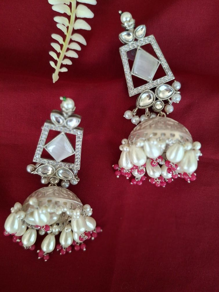 IVORY ASHVIKA SILVER POLISHED JHUMKI