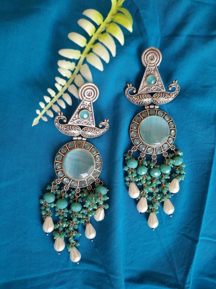 TURQUOISE KUNJAM OXIDISED DANGLER