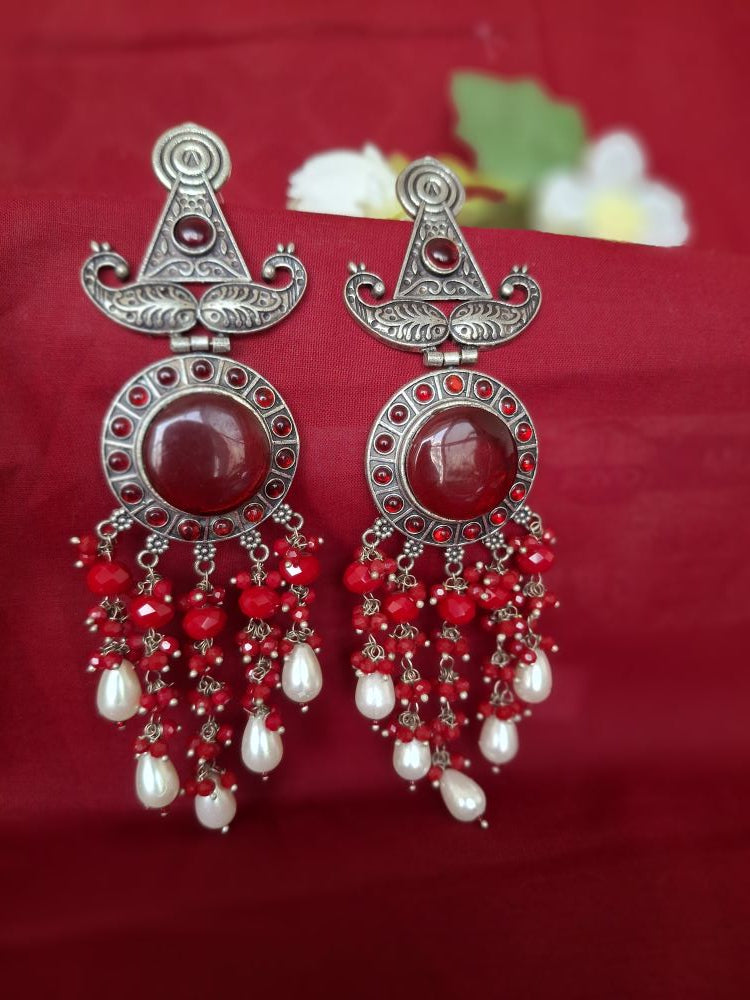 RED KUNJAM OXIDISED DANGLER