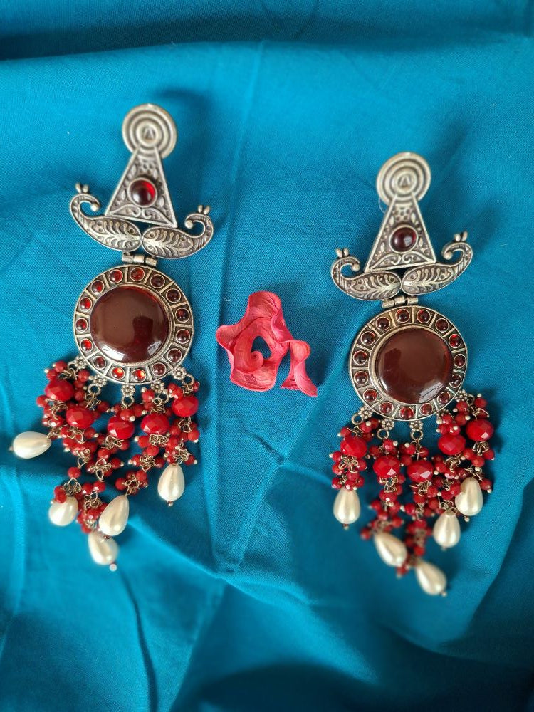 RED KUNJAM OXIDISED DANGLER