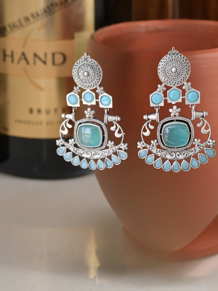 TURQUOISE HRITVI SILVER DANGLERS